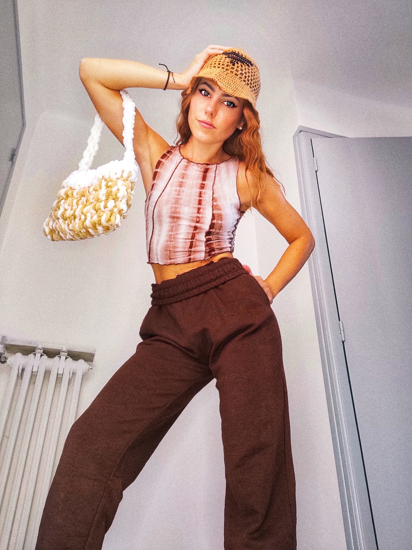 Sac à main chic crocheté pilou pilou femme