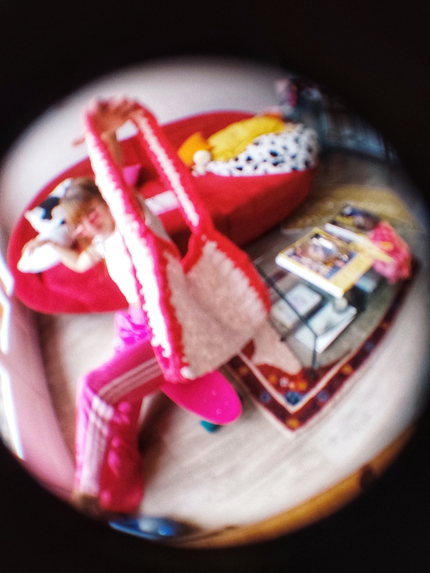 Sac à main pilou pilou rouge rose au crochet fait main femme - Strawberry Ice Cream