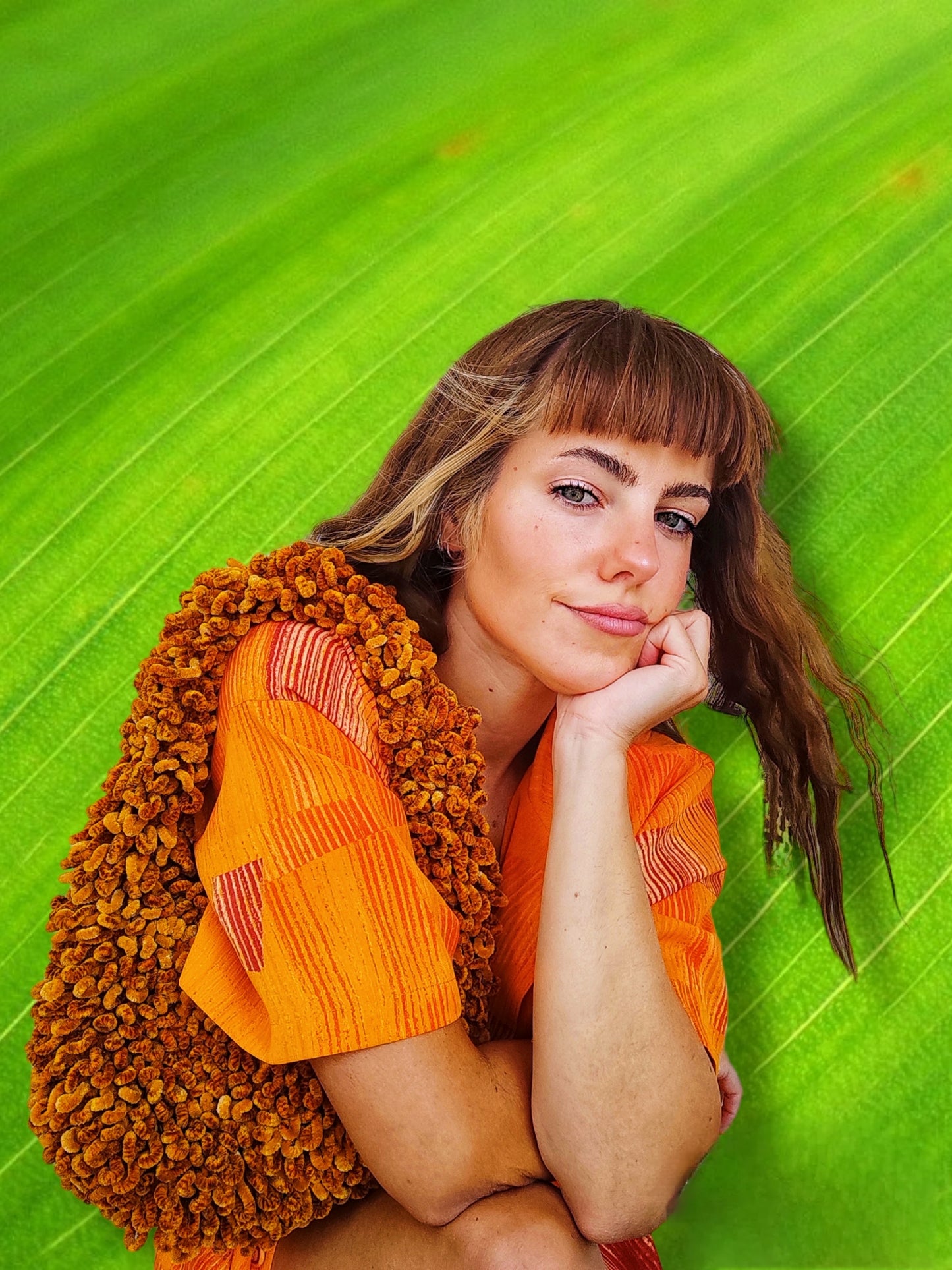 Sac fausse fourrure lion peluche crocheté fait main femme