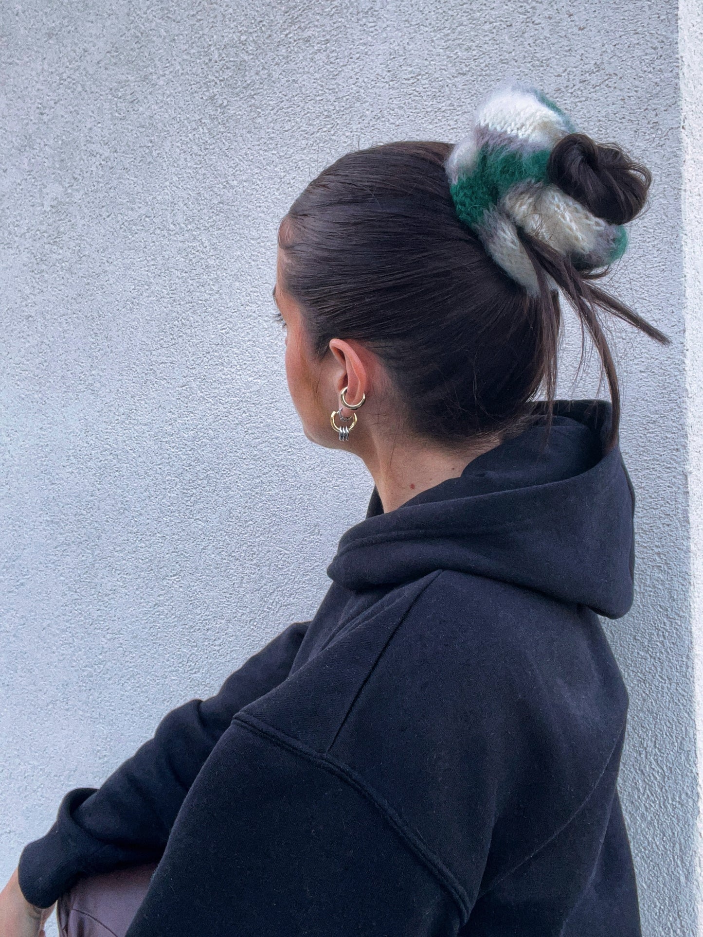 Big Choukus - Chouchou cheveux en tricot blanc vert
