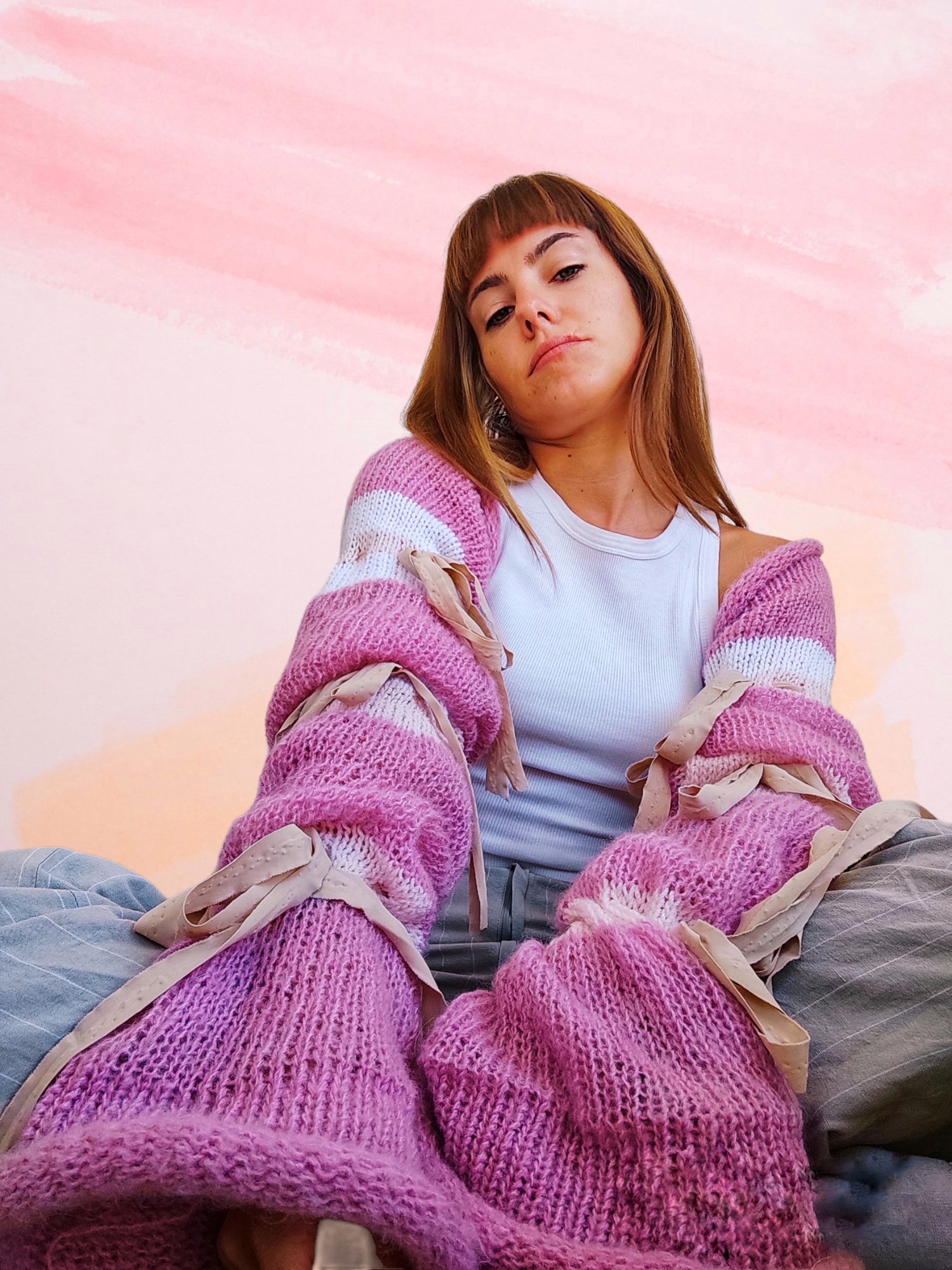 Bomboncito - Boléro/Shrug en tricot rose chic femme