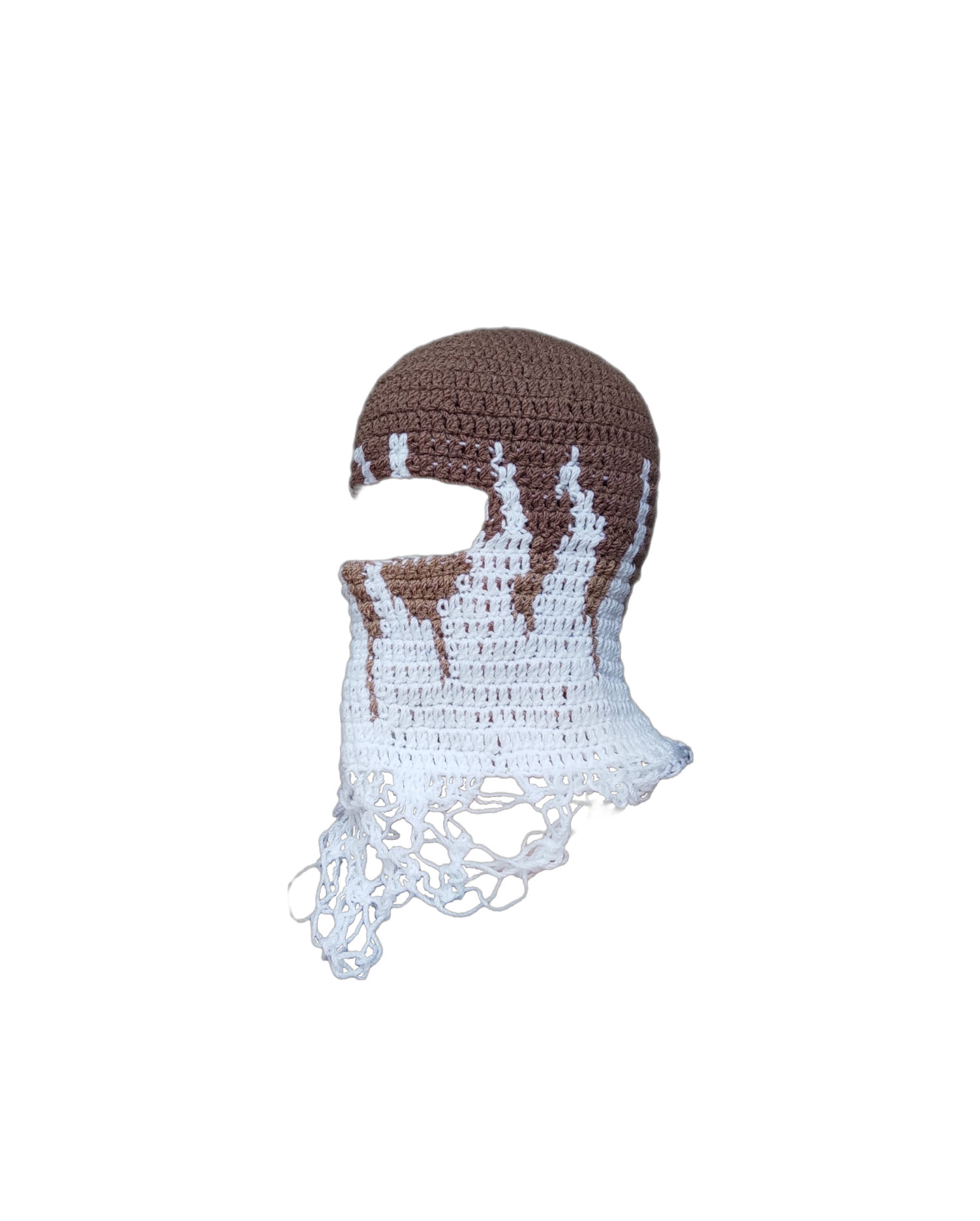 Cagoule tendance blanc et beige crochetée main femme et homme