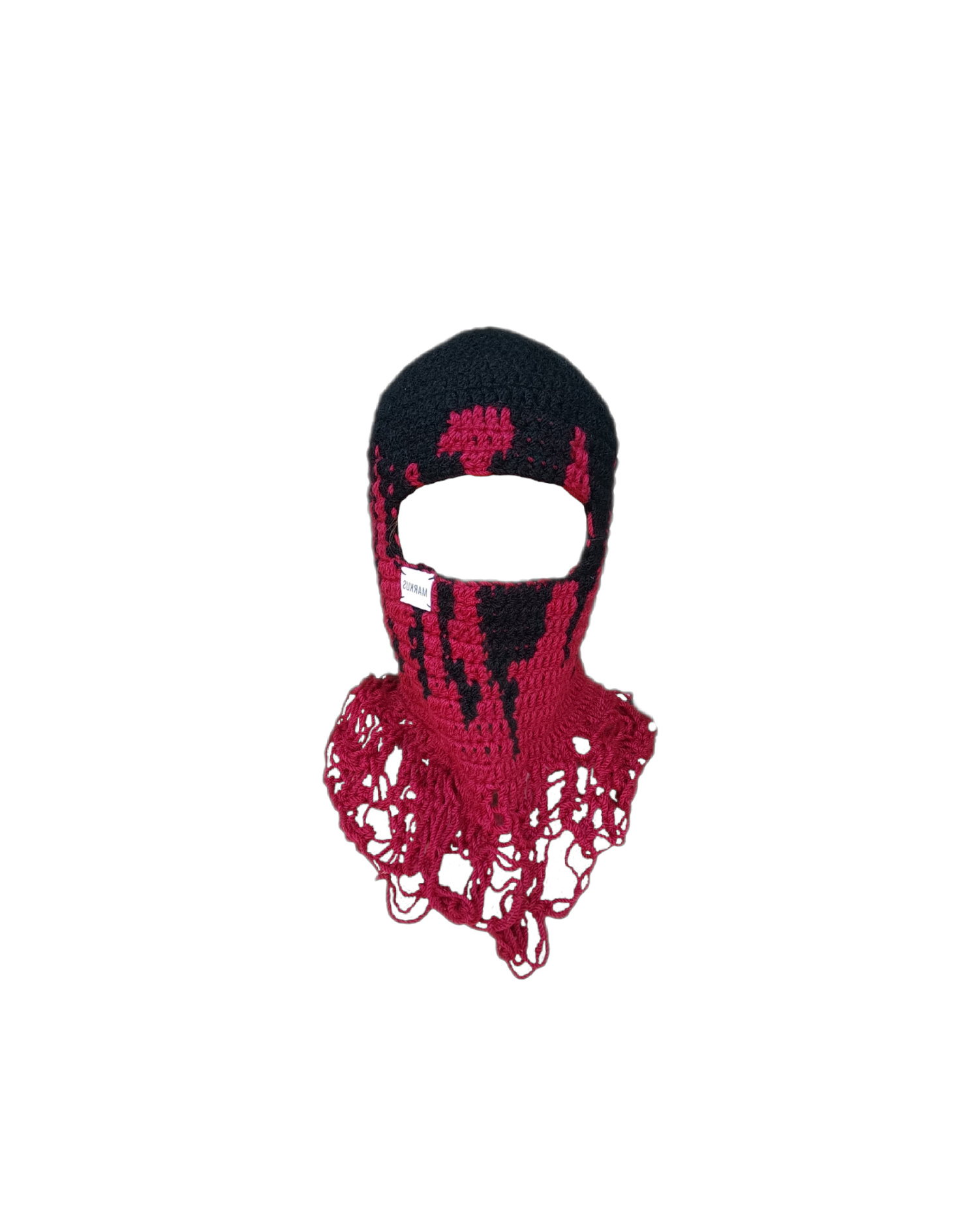 Cagoule tendance noire et rouge au crochet main femme et homme
