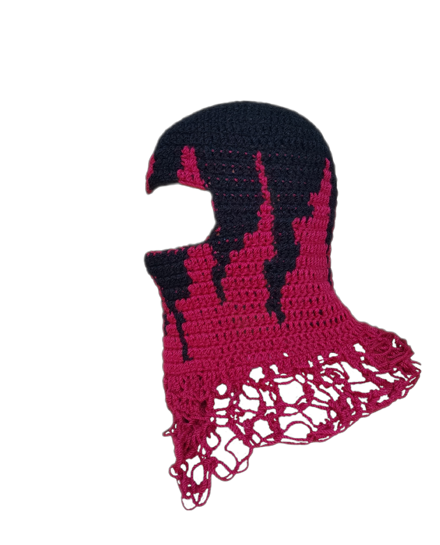 Cagoule tendance noire et rouge crochetée main femme et homme