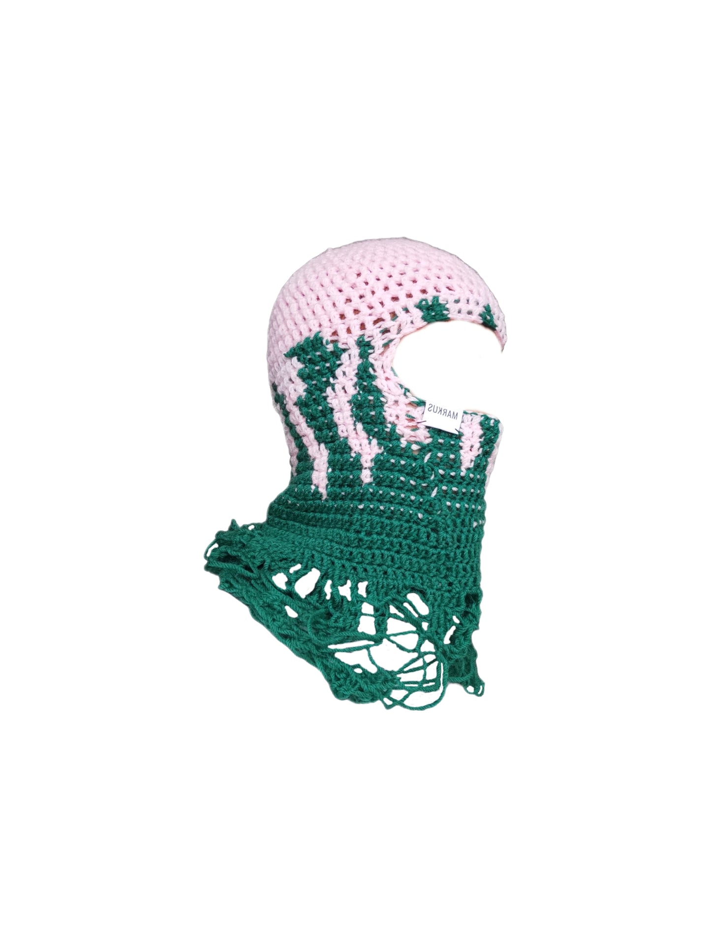 Cagoule tendance rose et vert crochetée main femme et homme