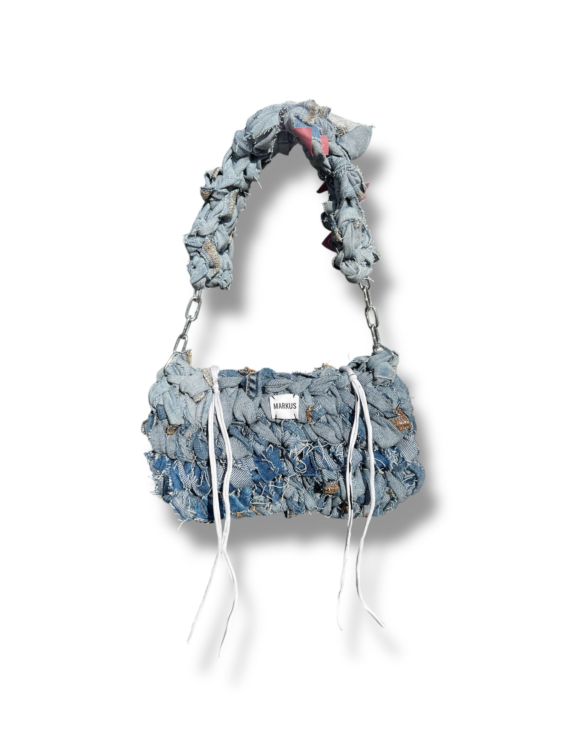 Chainus - Sac à main crochet avec détails chaînes imprimés jeans
