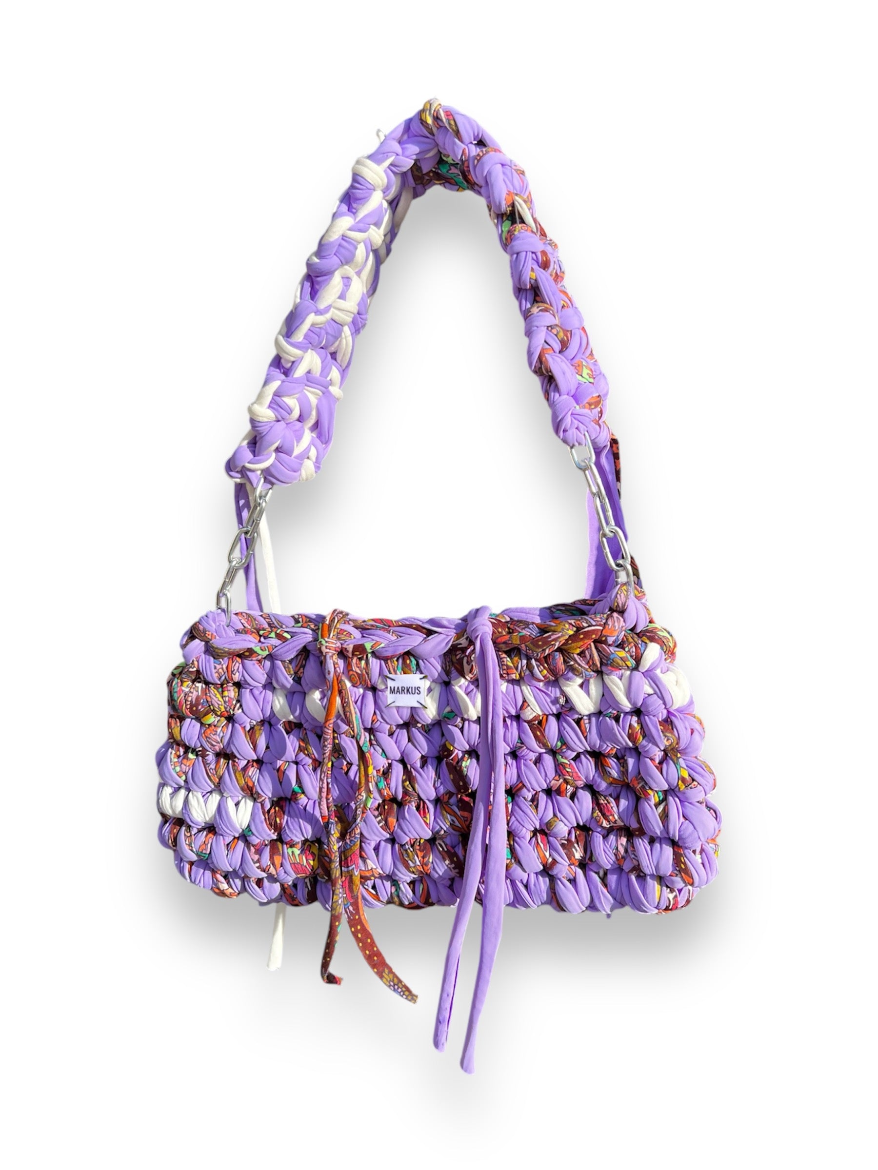 Chainus - Sac à main crochet avec détails chaînes imprimés violet