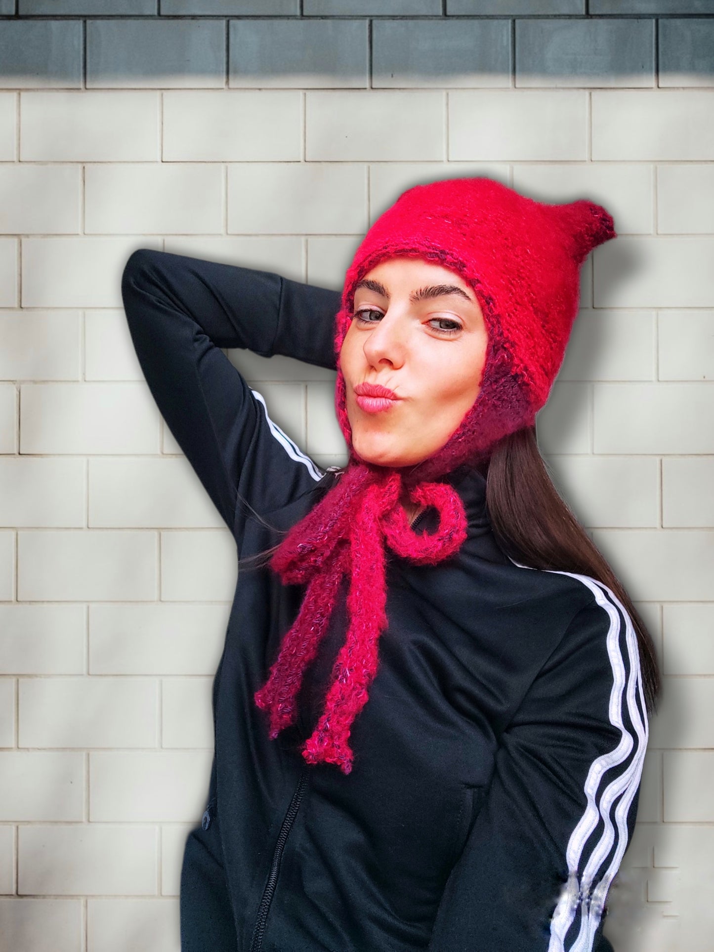 Chaperonus - Bonnet oreilles de chat en tricot mohair tendance et chic, beanie cat