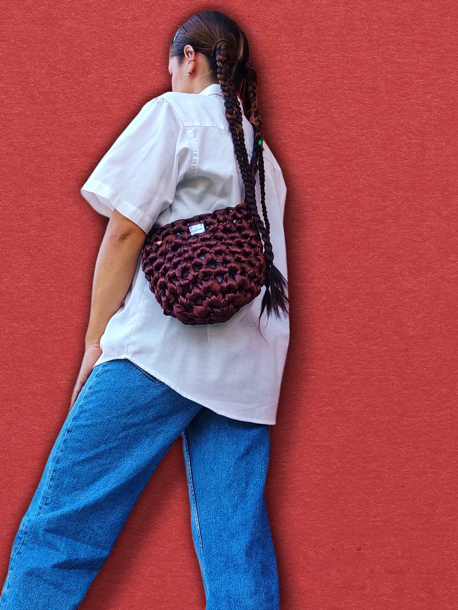 Chocolate Bag - Sac bandoulière satin en crochet tendance femme