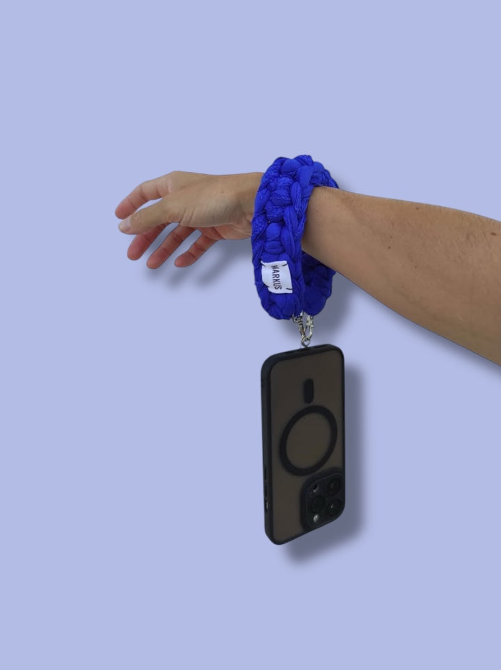 Dragonus - Cordon bracelet pour téléphone au crochet bleu roi