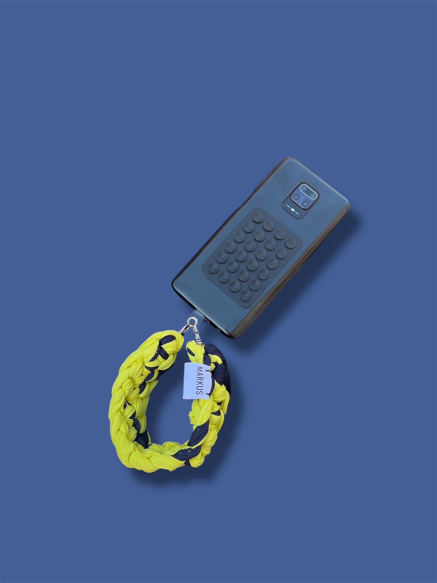 Dragonus - Cordon bracelet pour téléphone au crochet jaune et bleu
