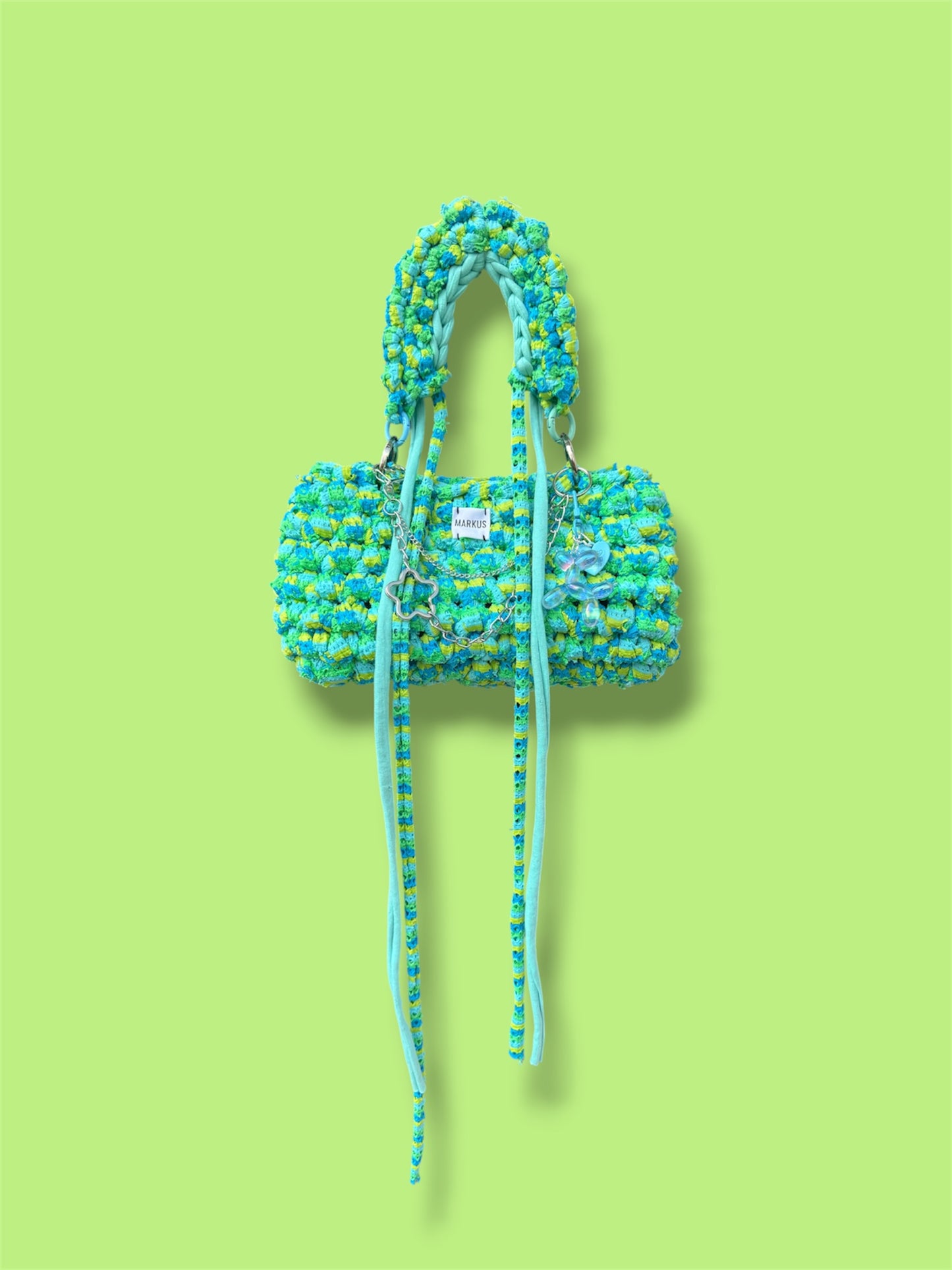 Kokonus - Sac à main crocheté en fil T-shirt recyclé | Sac bandoulière original fait main