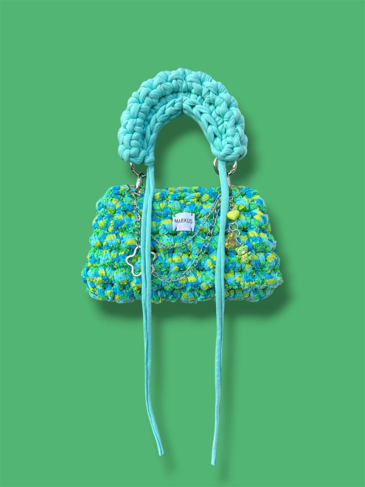 Kokonus - Sac à main crocheté en fil T-shirt recyclé | Sac bandoulière original fait main