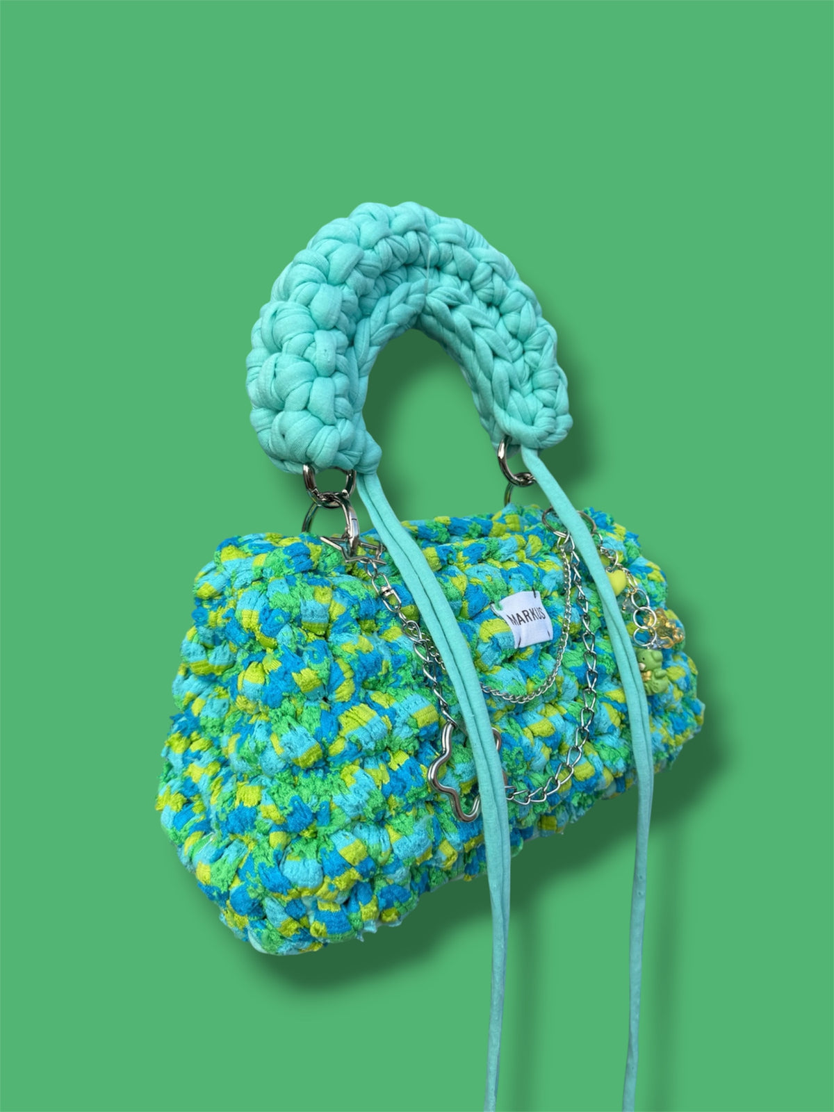 Kokonus - Sac à main crocheté en fil T-shirt recyclé | Sac bandoulière original fait main