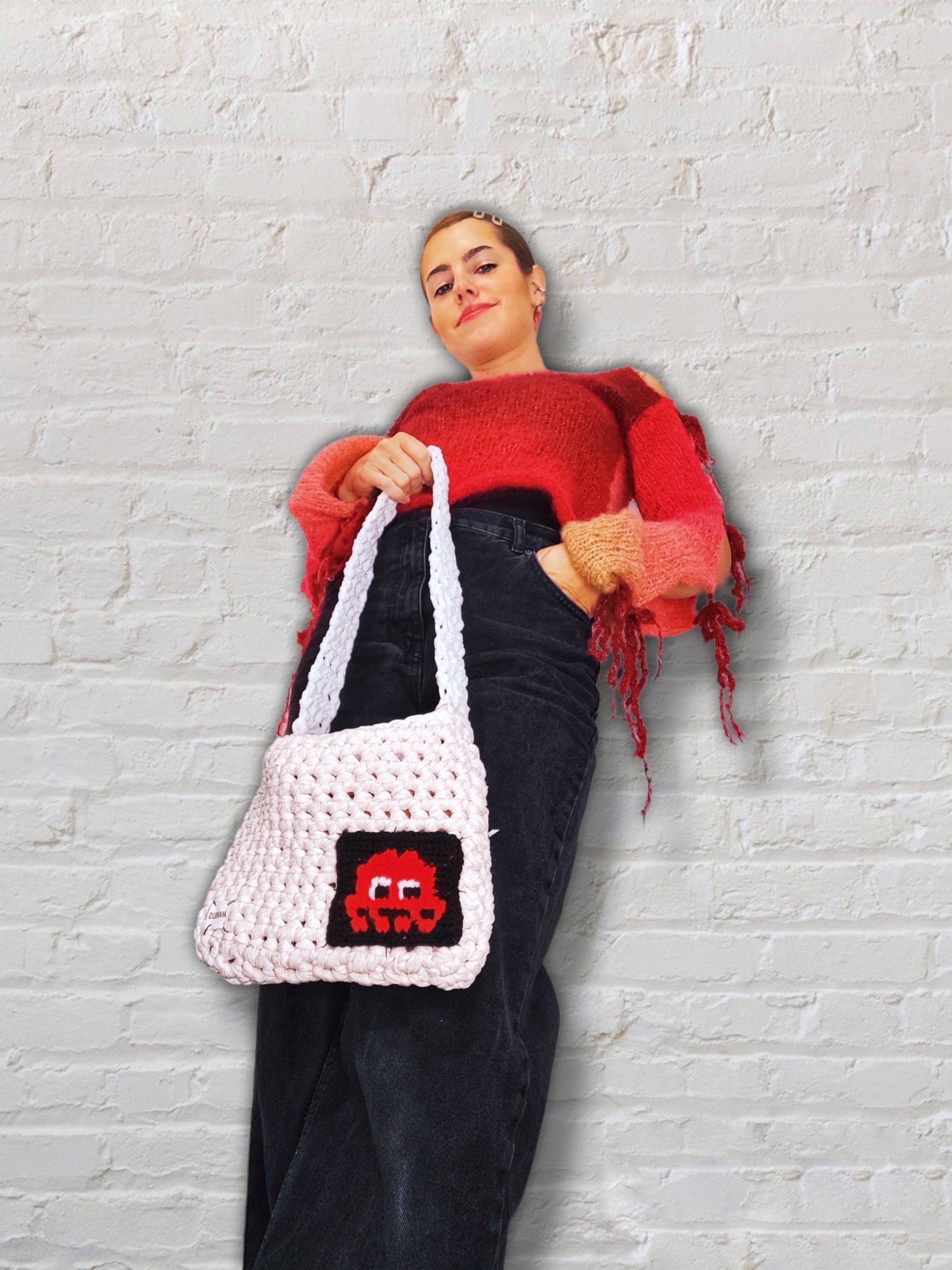 Invader Bag - Sac bandoulière crochet en fils t-shirt recyclé tendance et chic
