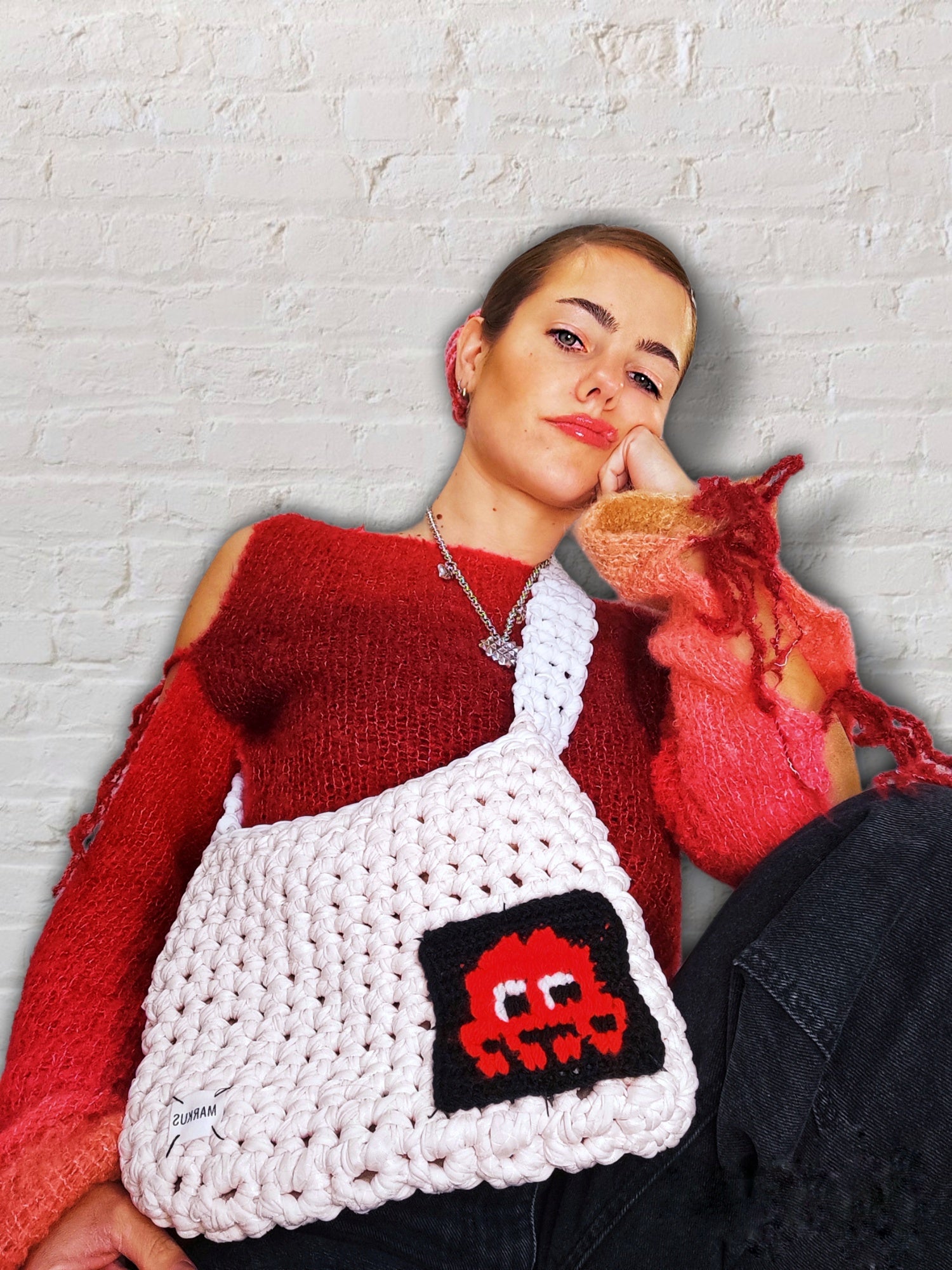 Invader Bag - Sac bandoulière crochet en fils t-shirt recyclés tendance