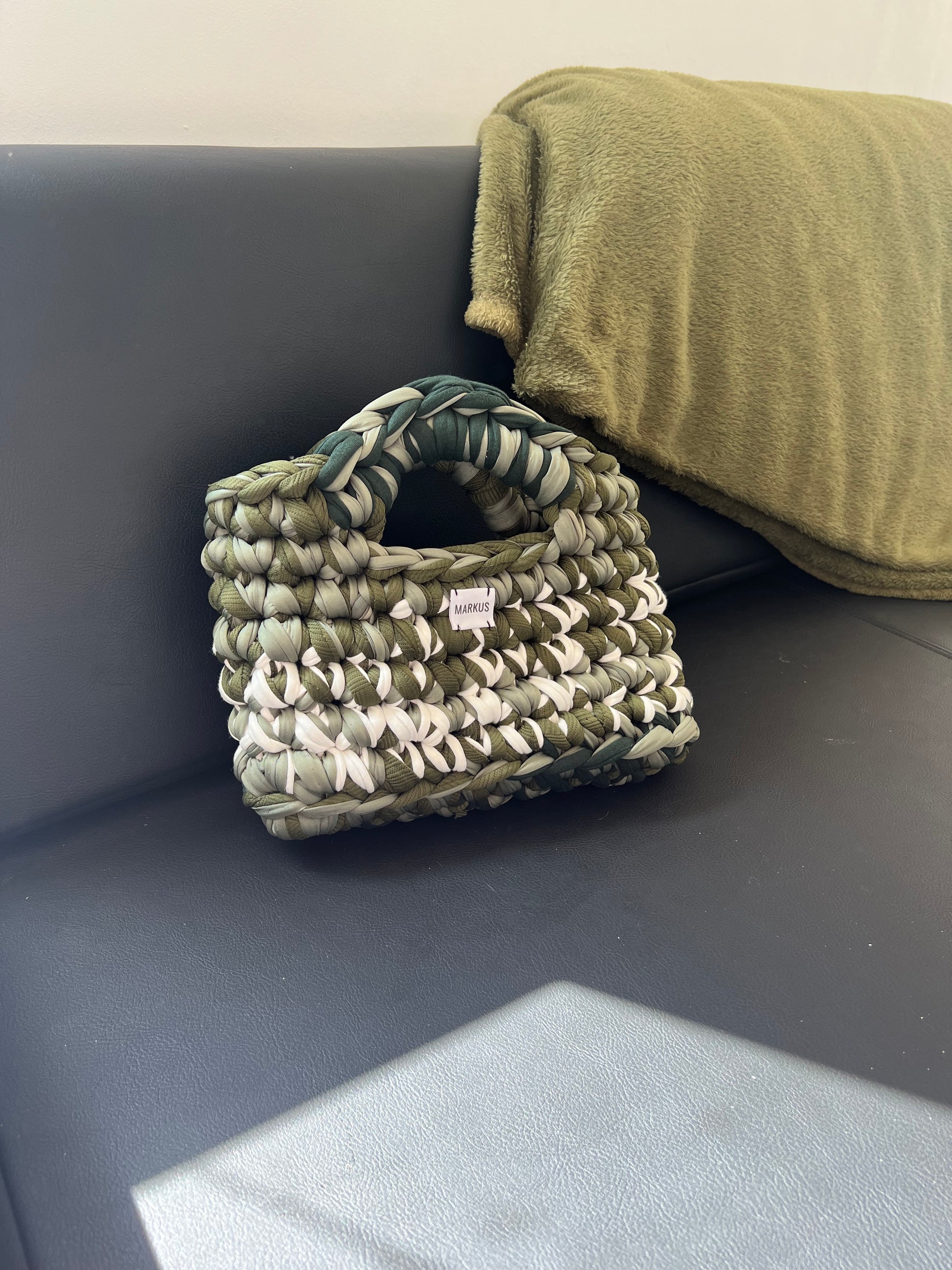 Kabakus - Mini sac cabas crocheté tendance pratique kaki