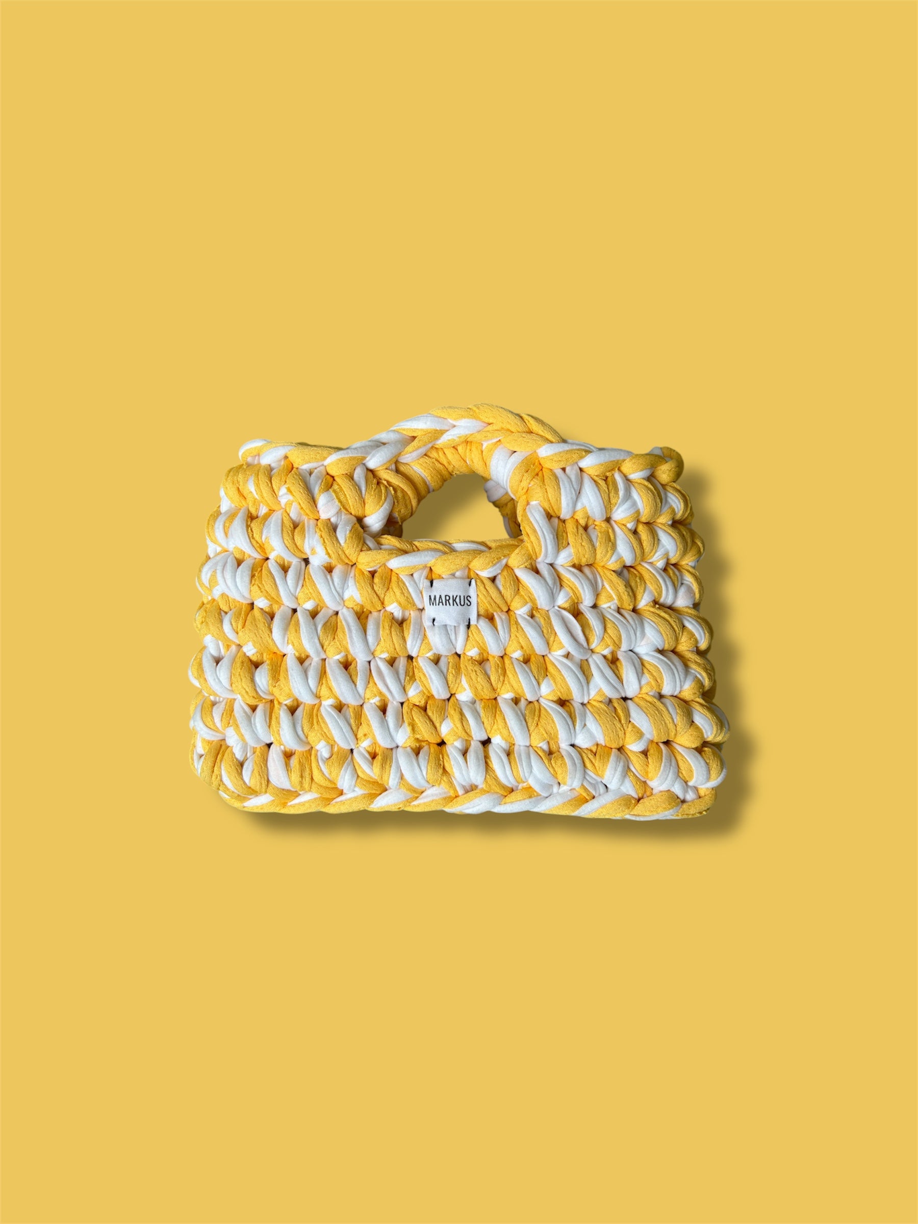 Kabakus - Mini sac cabas crocheté tendance pratique jaune