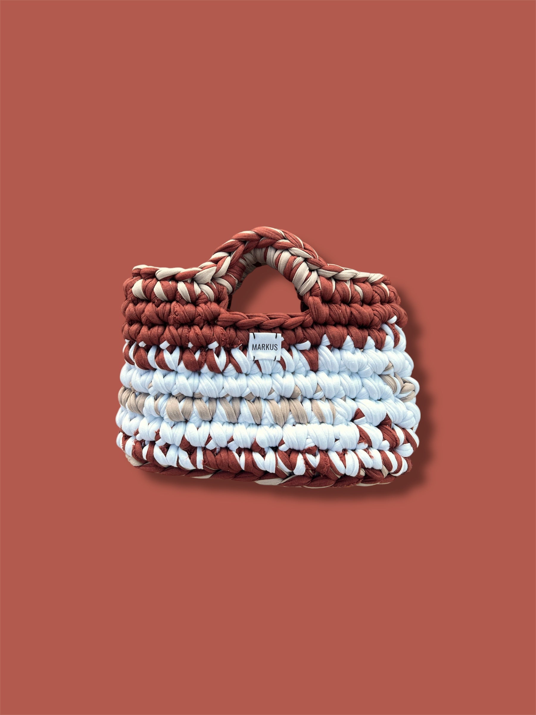Kabakus - Mini sac cabas crocheté tendance pratique marron marbré