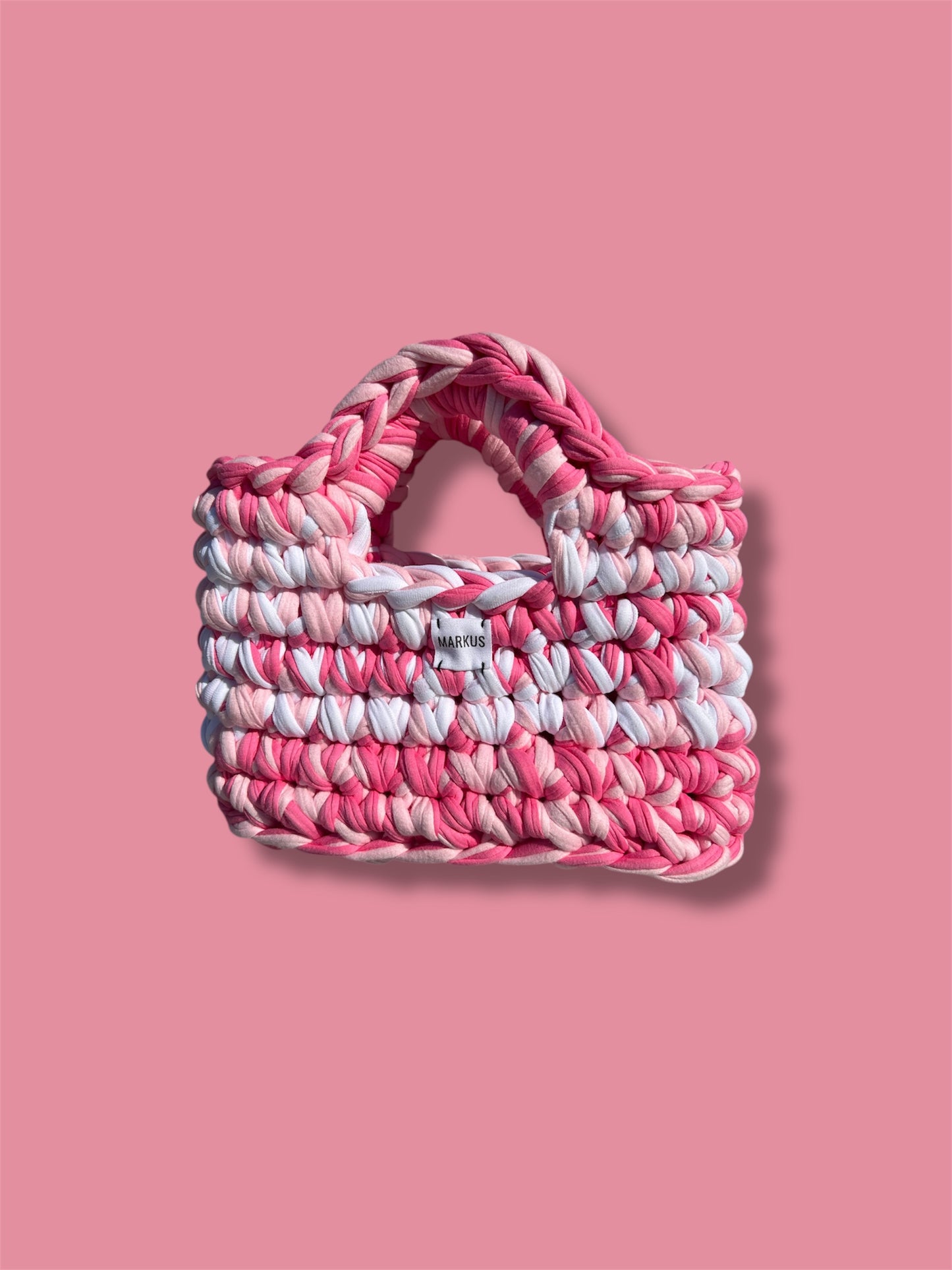 Kabakus - Mini sac cabas crocheté tendance pratique rose
