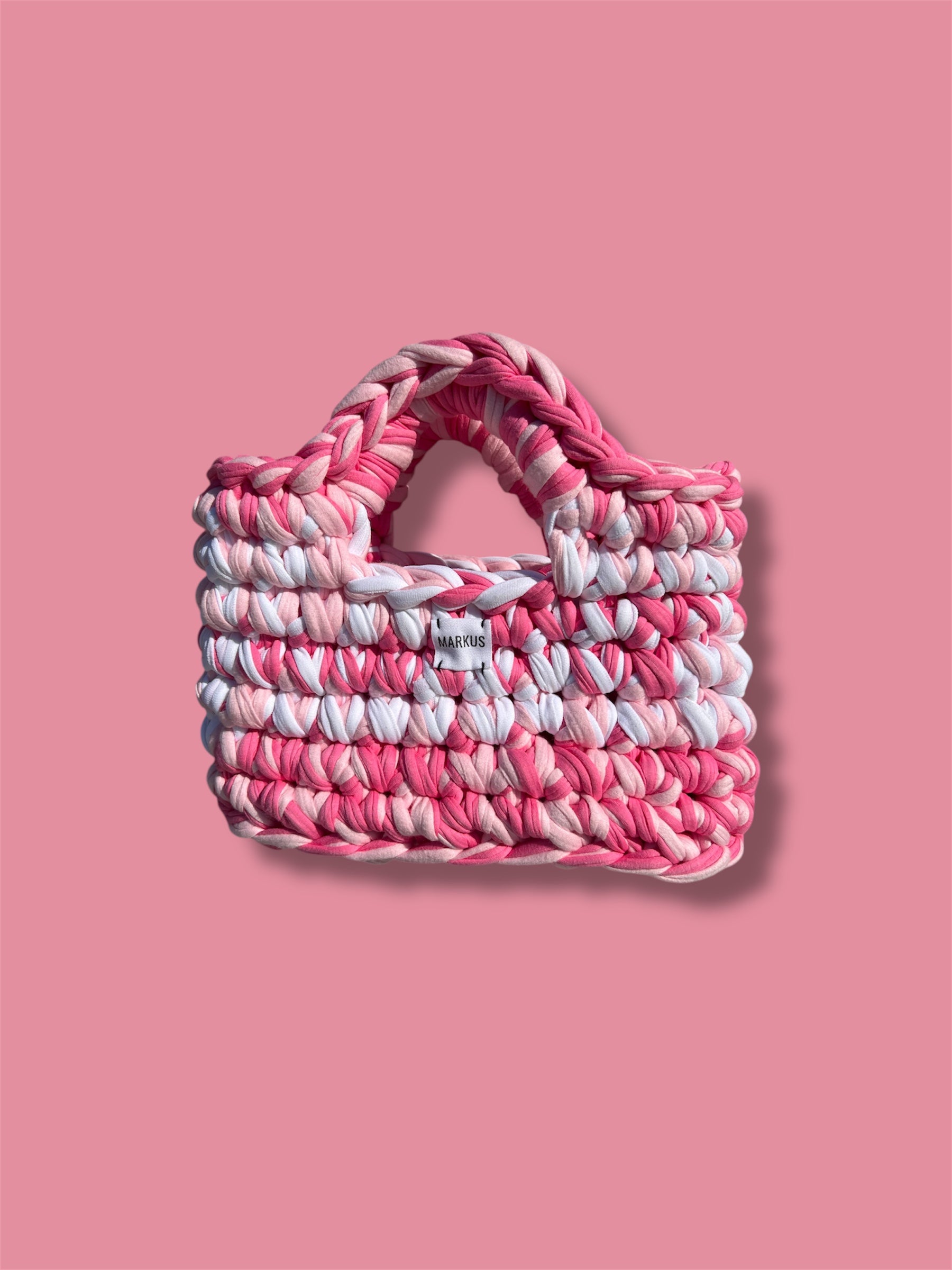 Kabakus - Mini sac cabas crocheté tendance pratique rose
