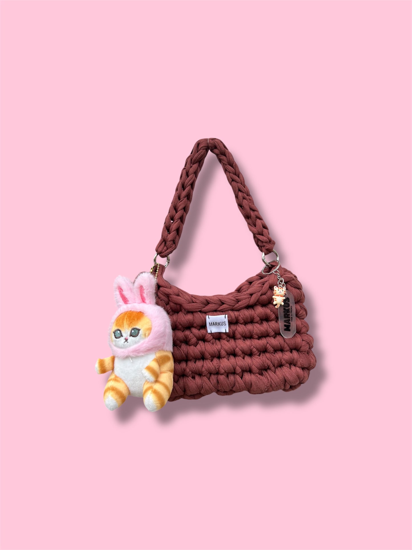 Kawaiinus Bag - Mini sac à main style Kawaii marron avec charms