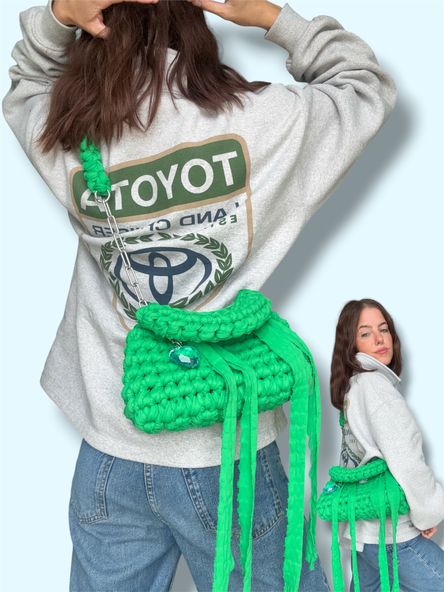 Kokonus-sac a main et sac bandoulière vert t-shirt recyclés
