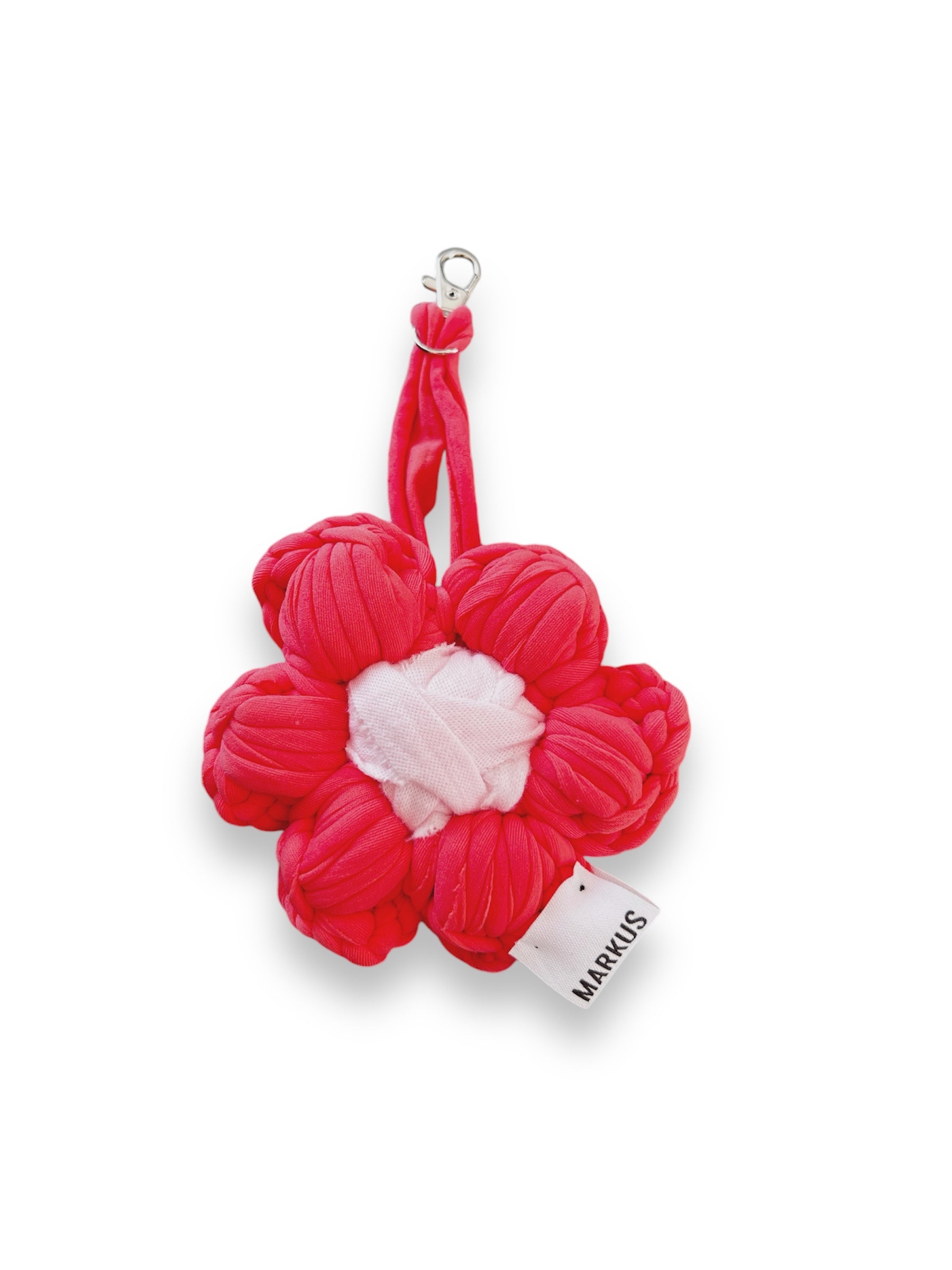 Margueritus - Porte clés Fleur en crochet fushia