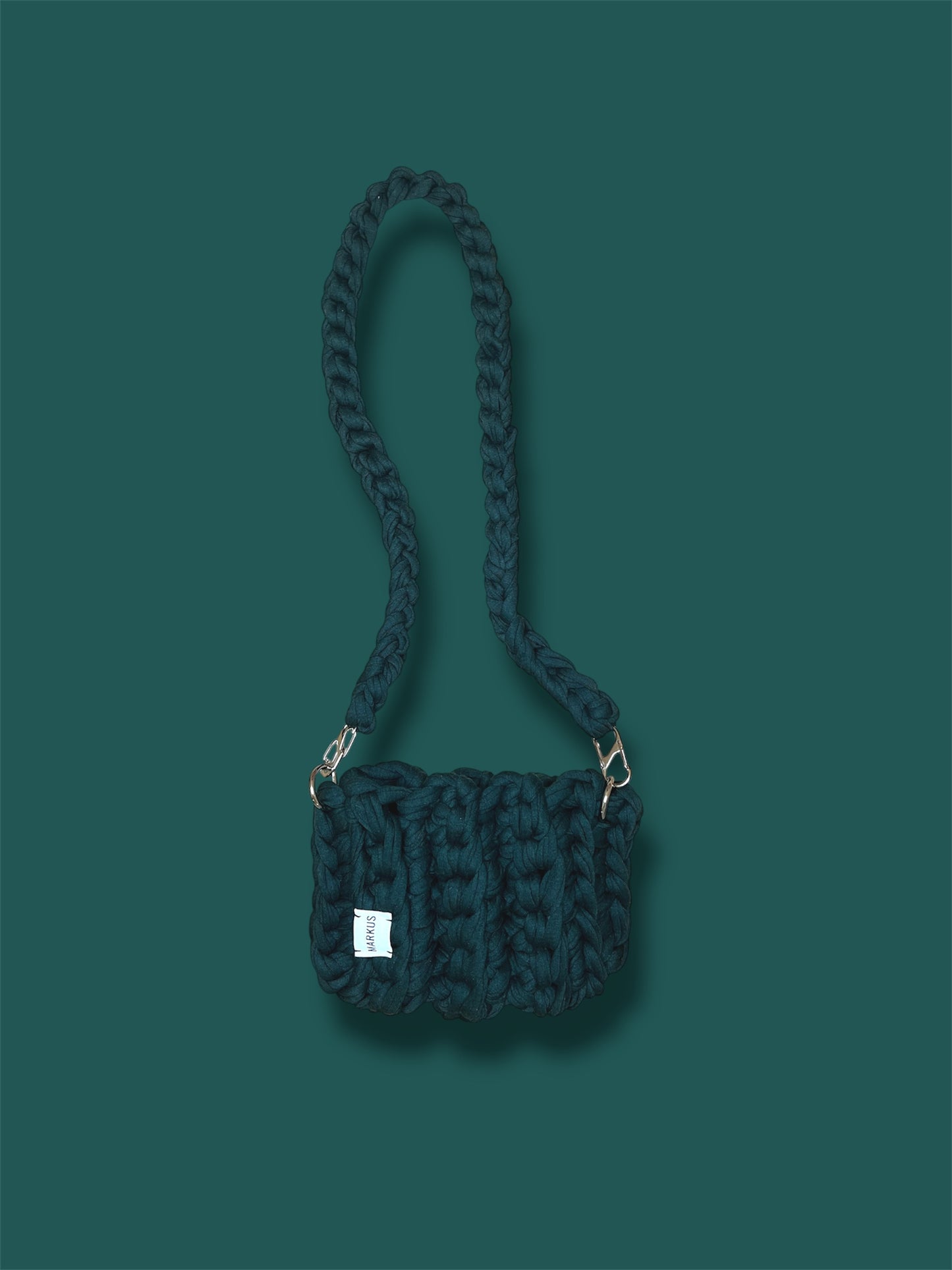 Miniatus - Mini sac bandoulière crocheté à la main 2in1 anse téléphone vert sapin
