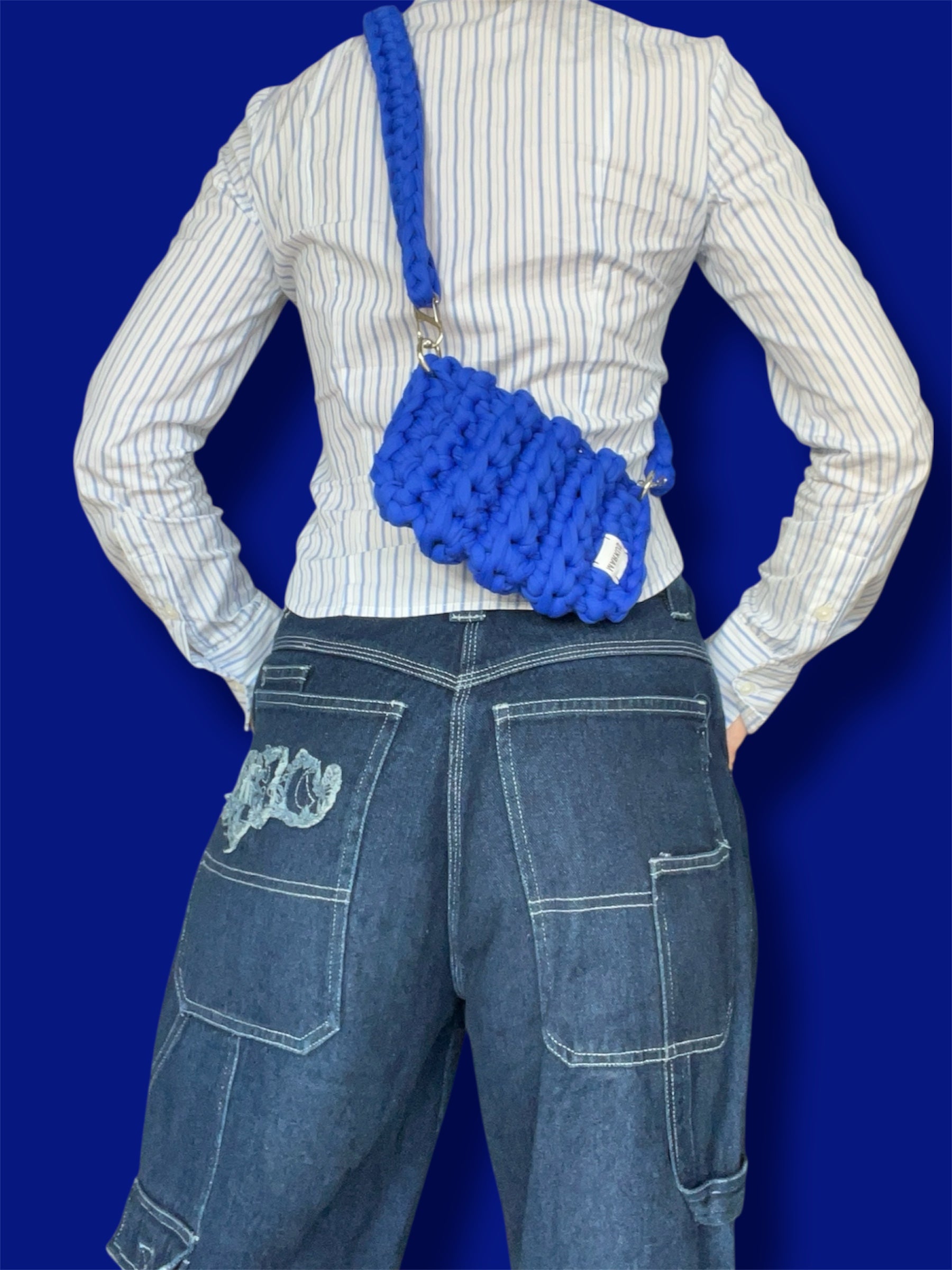 Miniatus - Mini sac bandoulière crocheté à la main bleu roi tendance