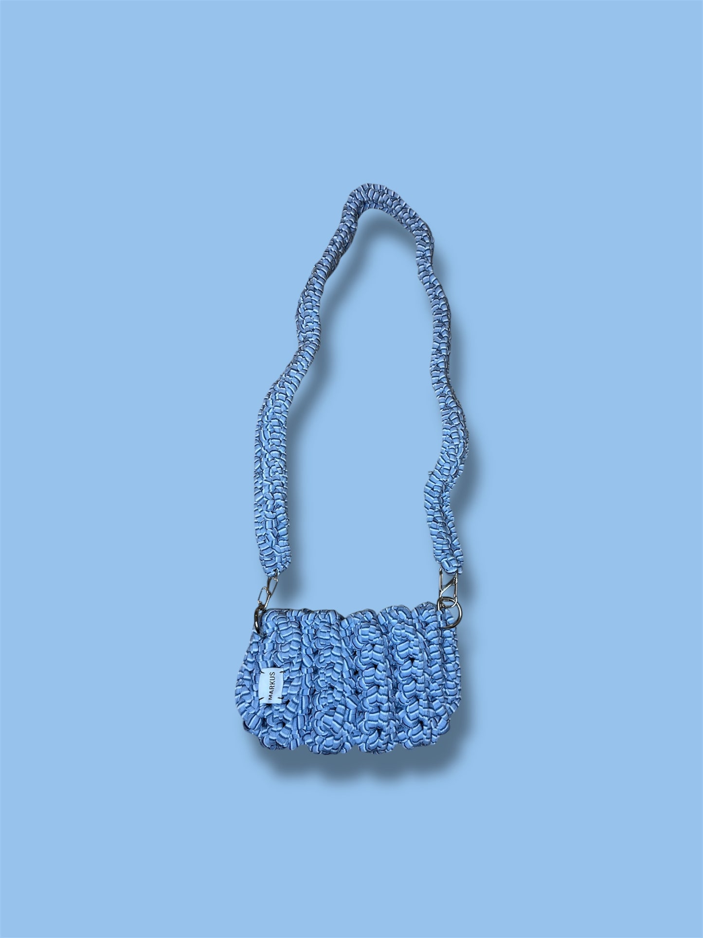 Miniatus - Mini sac bandoulière en crochet recyclé bleu imprimé