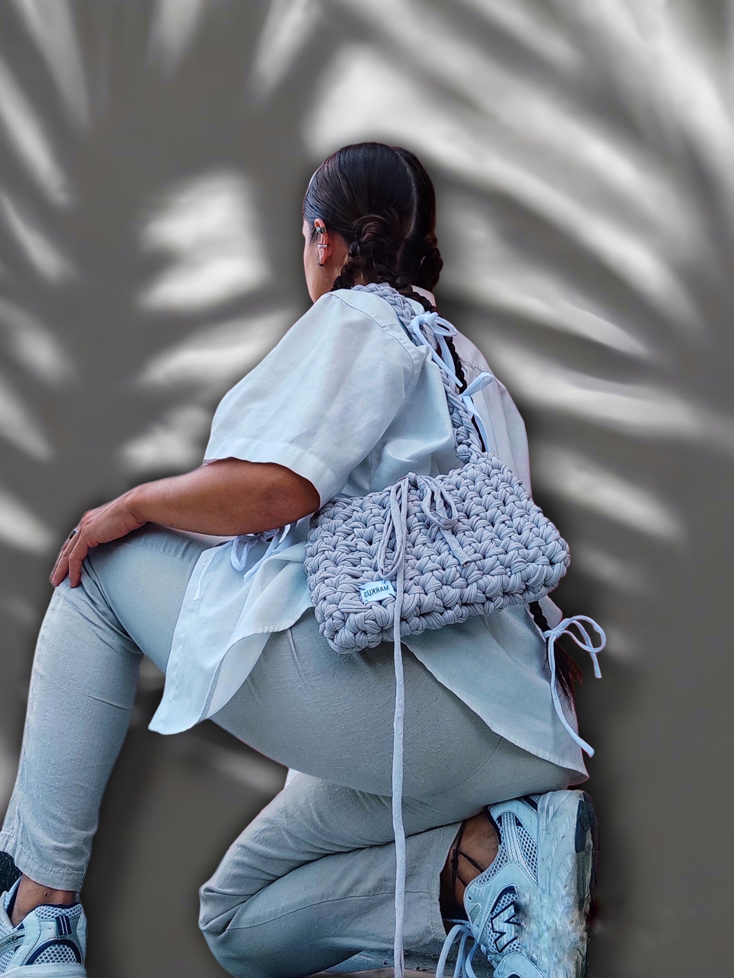 Nudy Bag - Sac bandoulière tendance en crochet fils recyclés nude