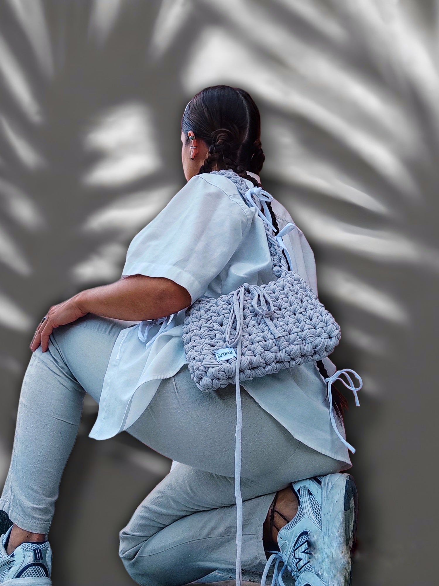 Nudy Bag - Sac bandoulière tendance en crochet fils recyclés nude