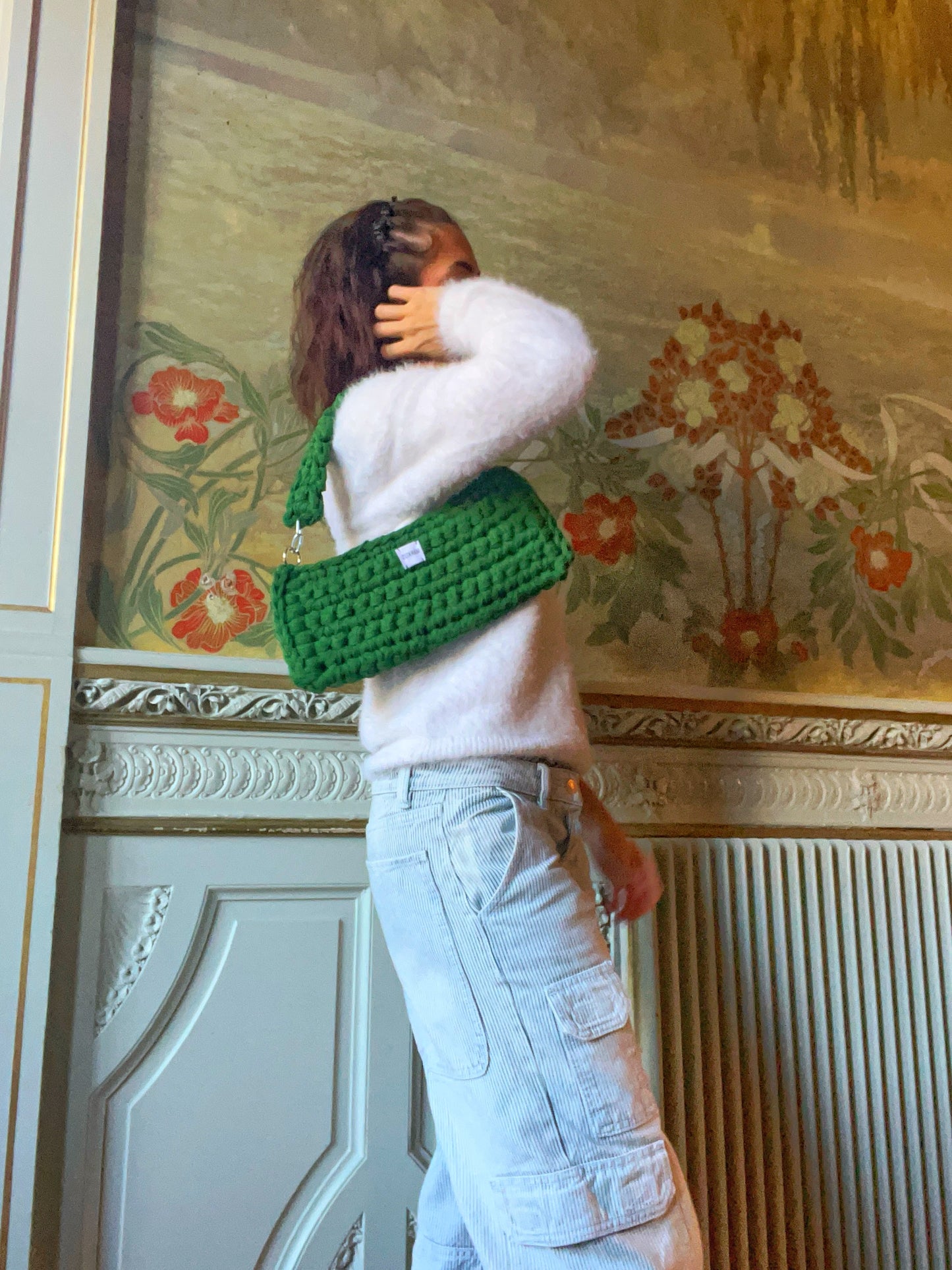 Pochettus – Sac crochet 2en1 fait main en fils t-shirt recyclés.