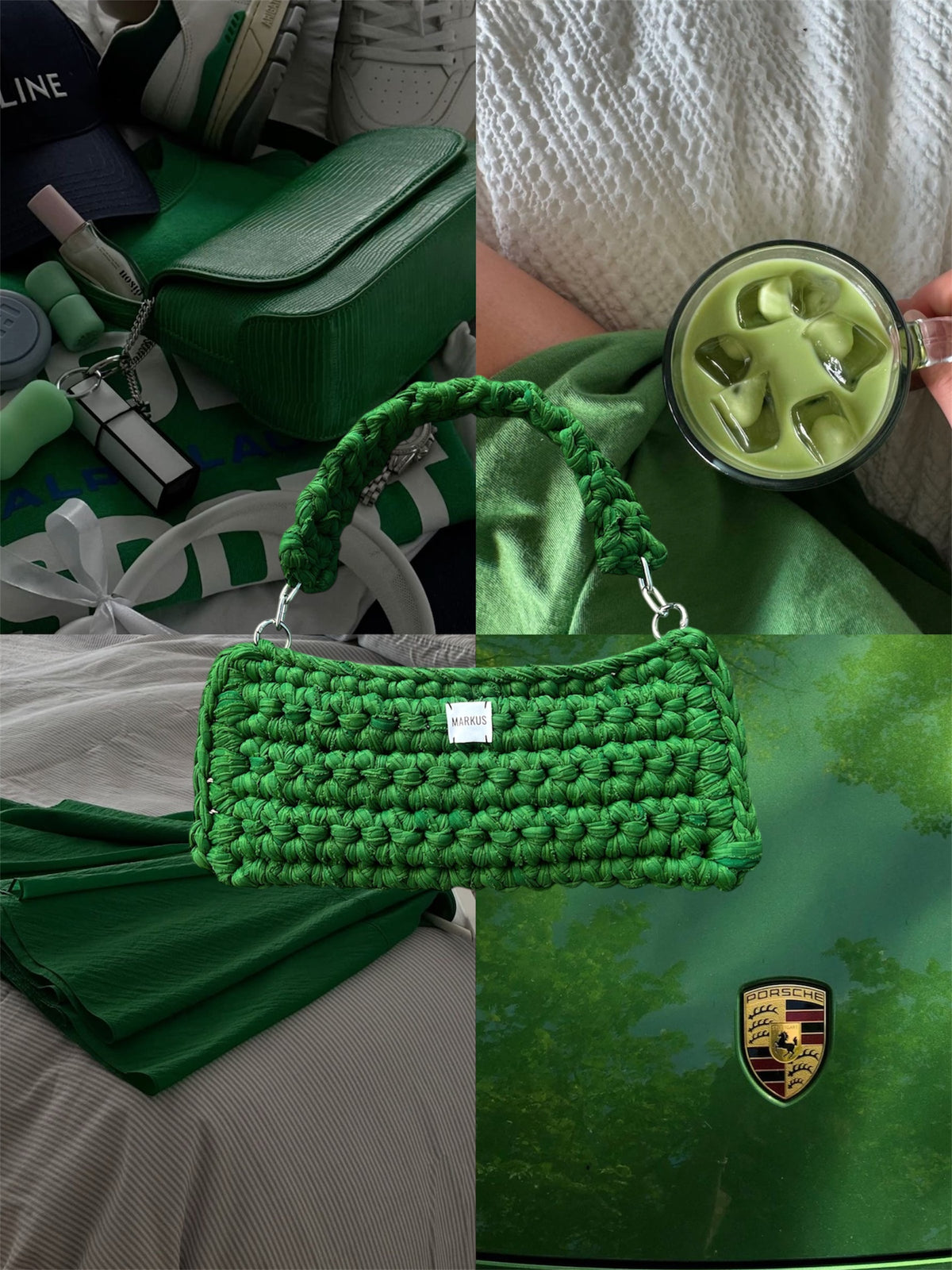 Pochettus – Sac crochet 2en1 fait main en fils t-shirt recyclés: sac à main et pochette
