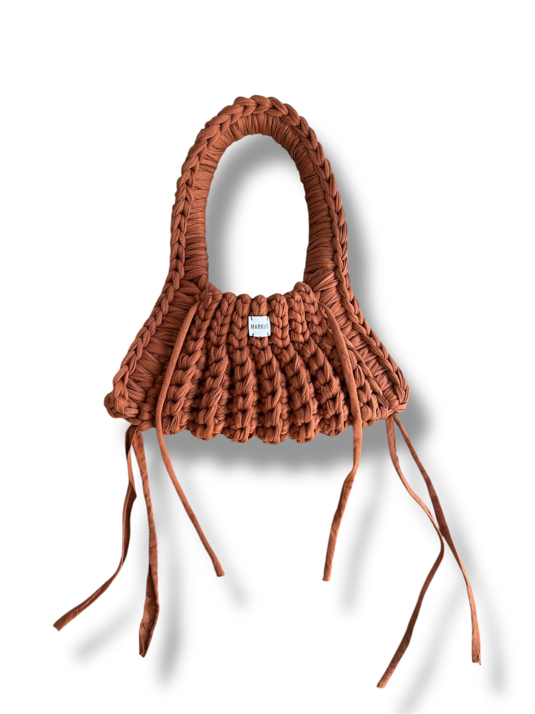 Ranch Chunky Bag - Sac à main crochet tendance avec lanières, style country caramel en fils t-shirt recyclé chic et élégant, Markus