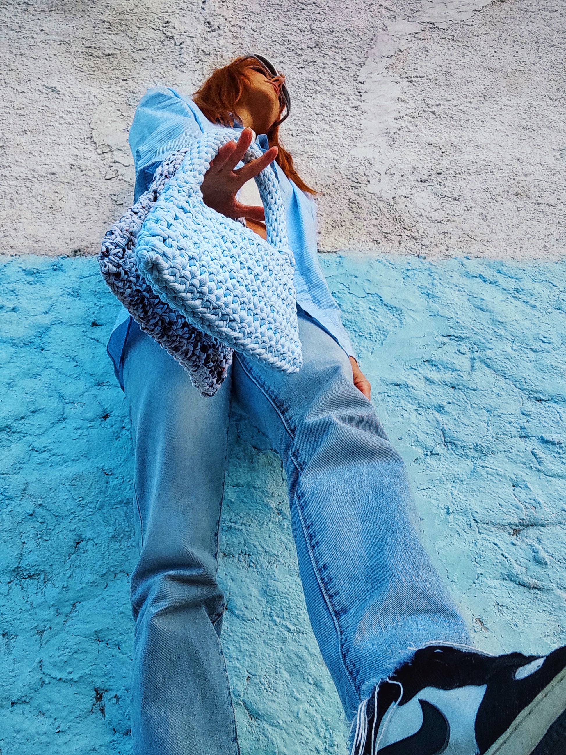 Sac à main au crochet fils recyclés imprimé femme