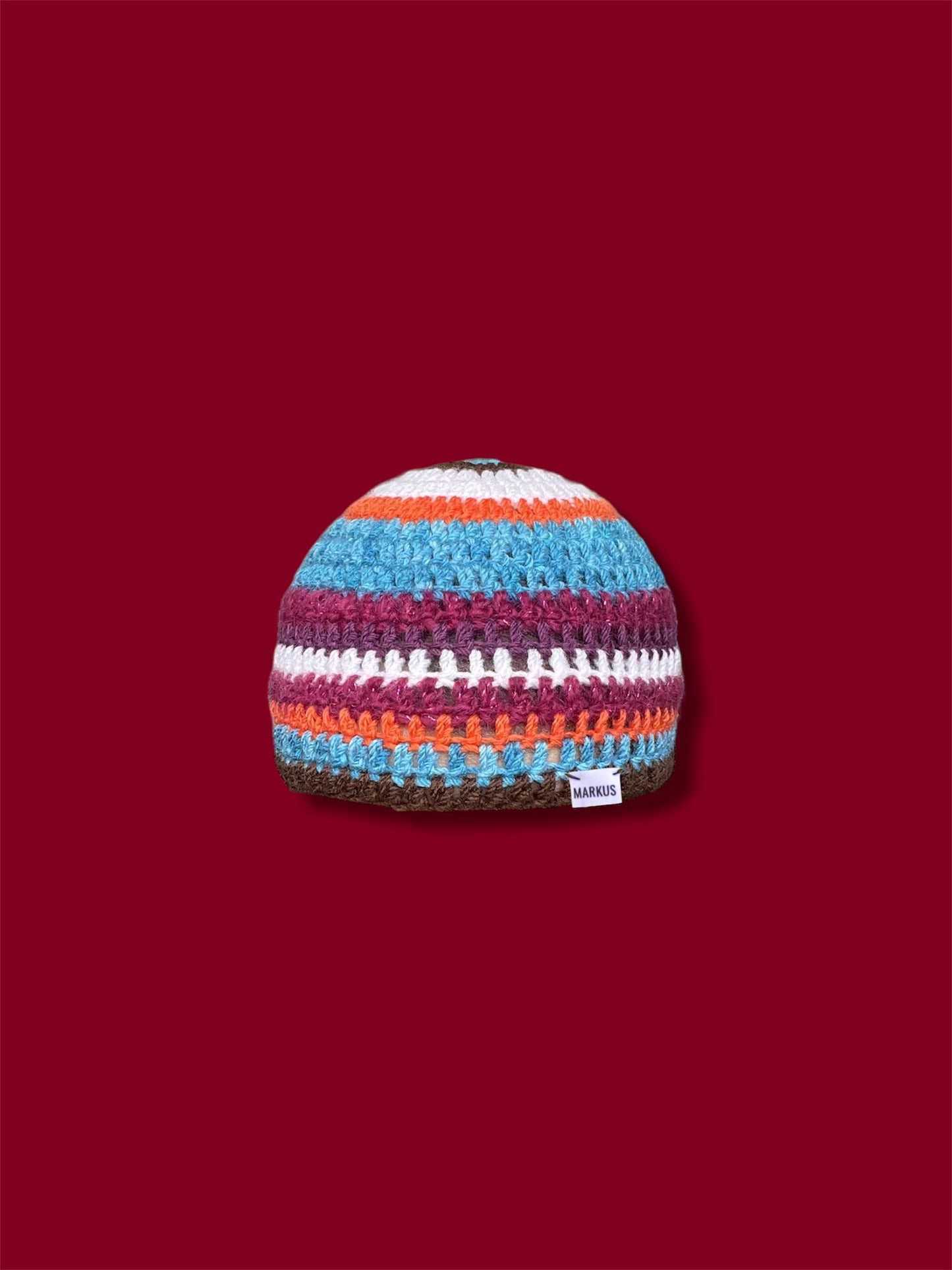 Stripus – Beanie crocheté main rayé unisexe, avec un motif multicolore tendance