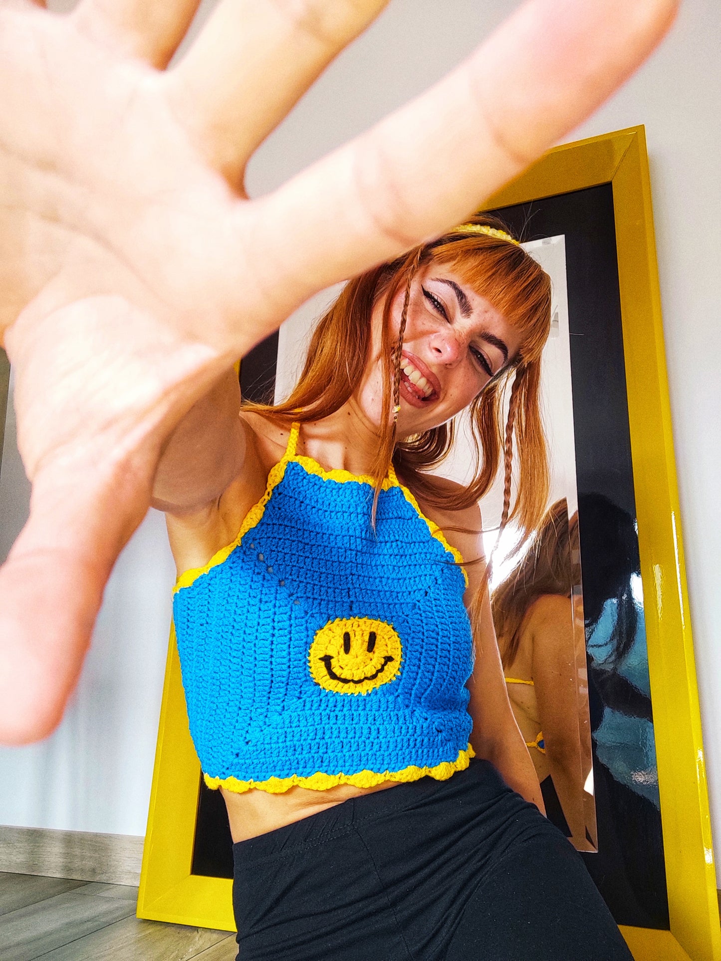 Top dos nu Smiley au crochet femme