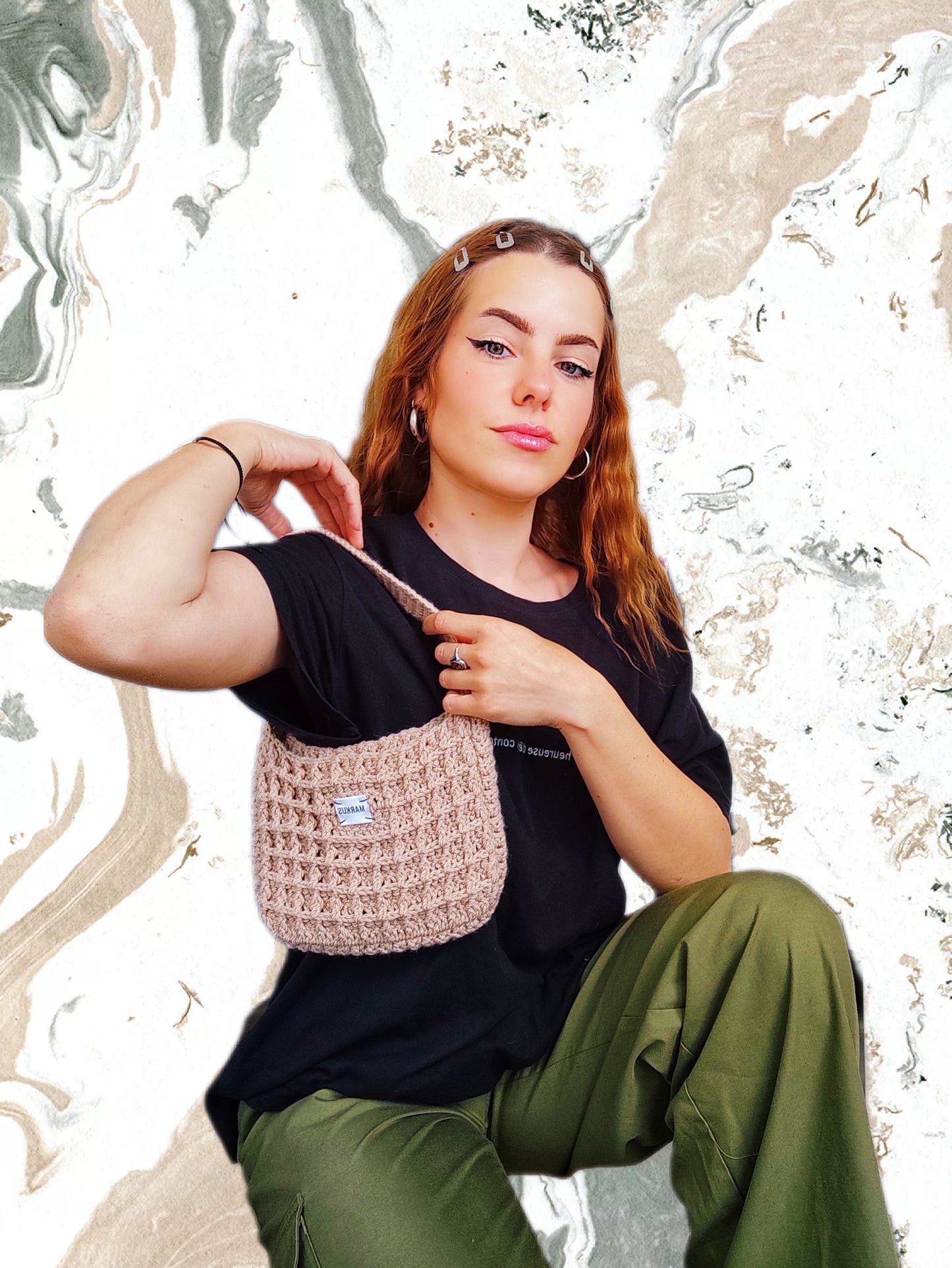 Waffle Bag - Sac gaufré tendance nude  au crochet main femme